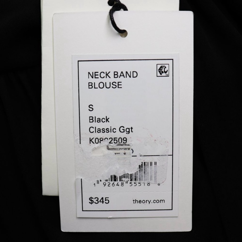 Theory Neck Band Blouse in Black Silk, Size Small - Picture 13 of 14